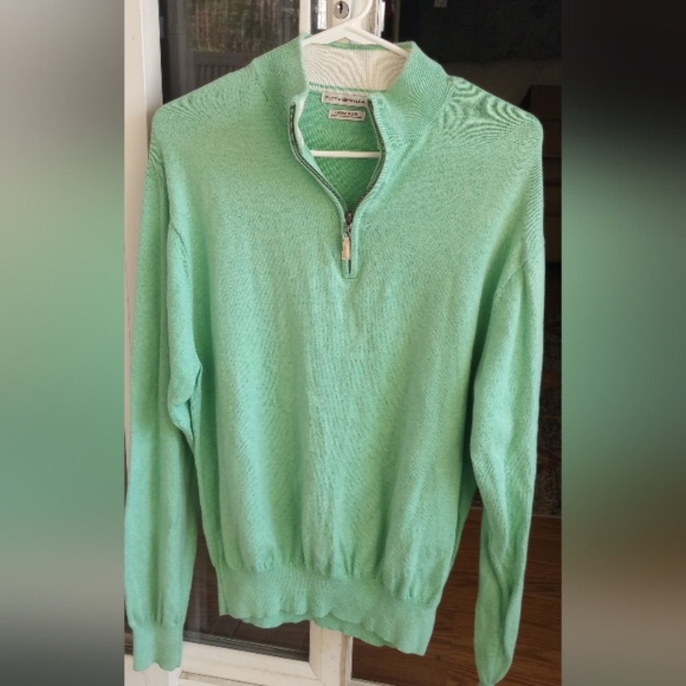 Perry Ellis Green Zip Up Sweater